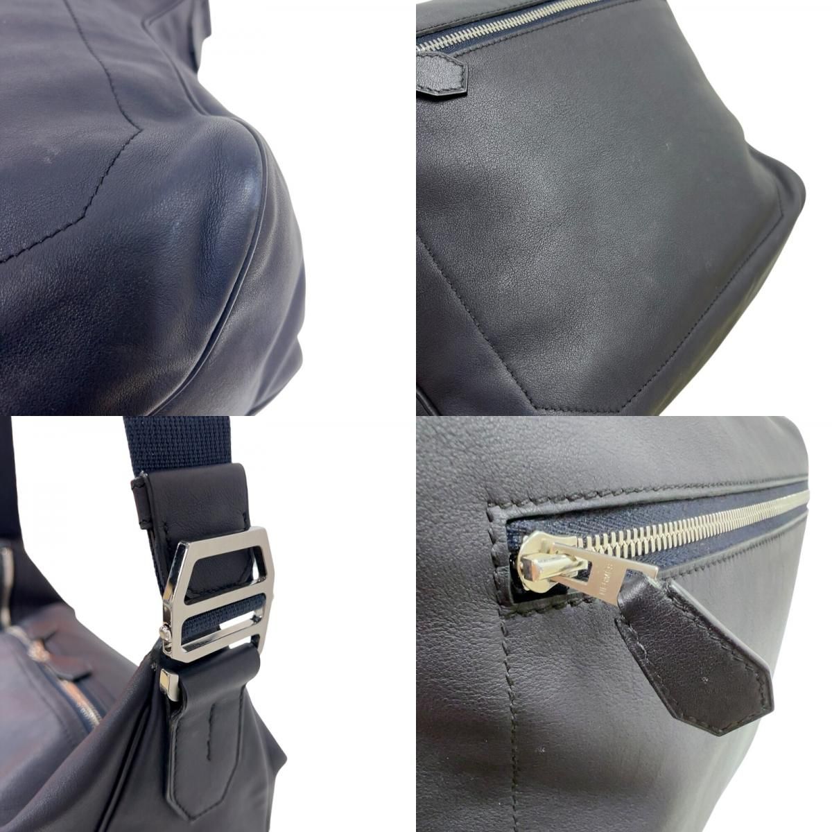 HERMES City Slide MM in Blue Nuit with Silver Hardware - 2016