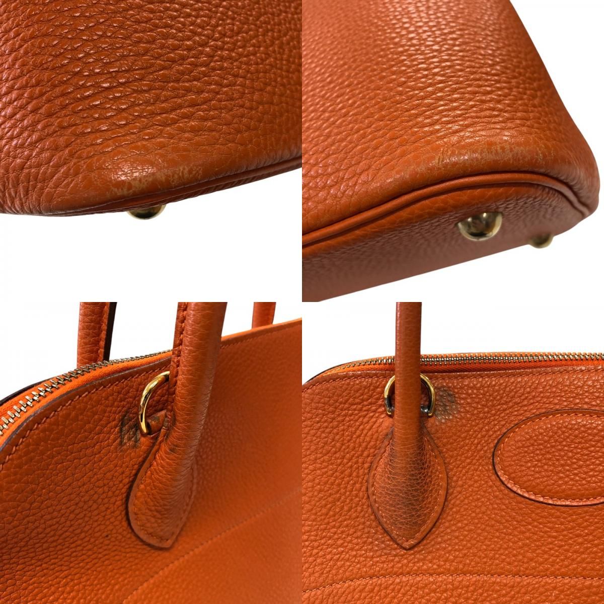 HERMES Bolide 31 Handbag in Orange with Gold Hardware