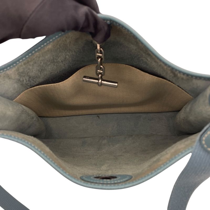 HERMES Vespa PM Blue Jean Cushbel Leather Shoulder Bag