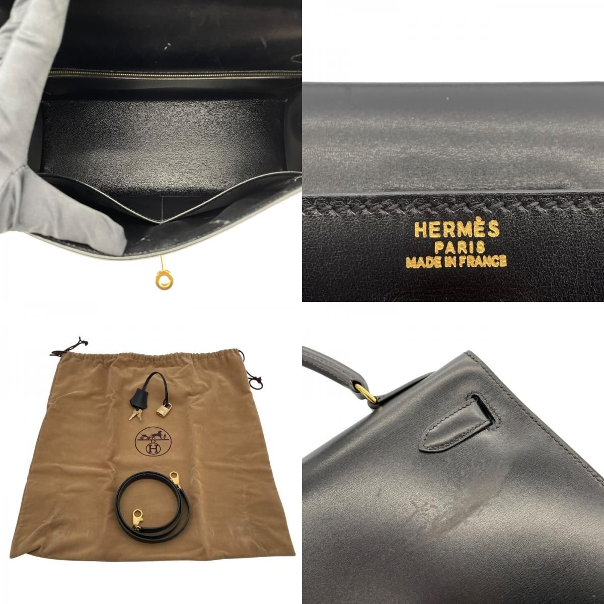 HERMES Kelly 32 Black Box Calf with Gold Hardware - Timeless Elegance