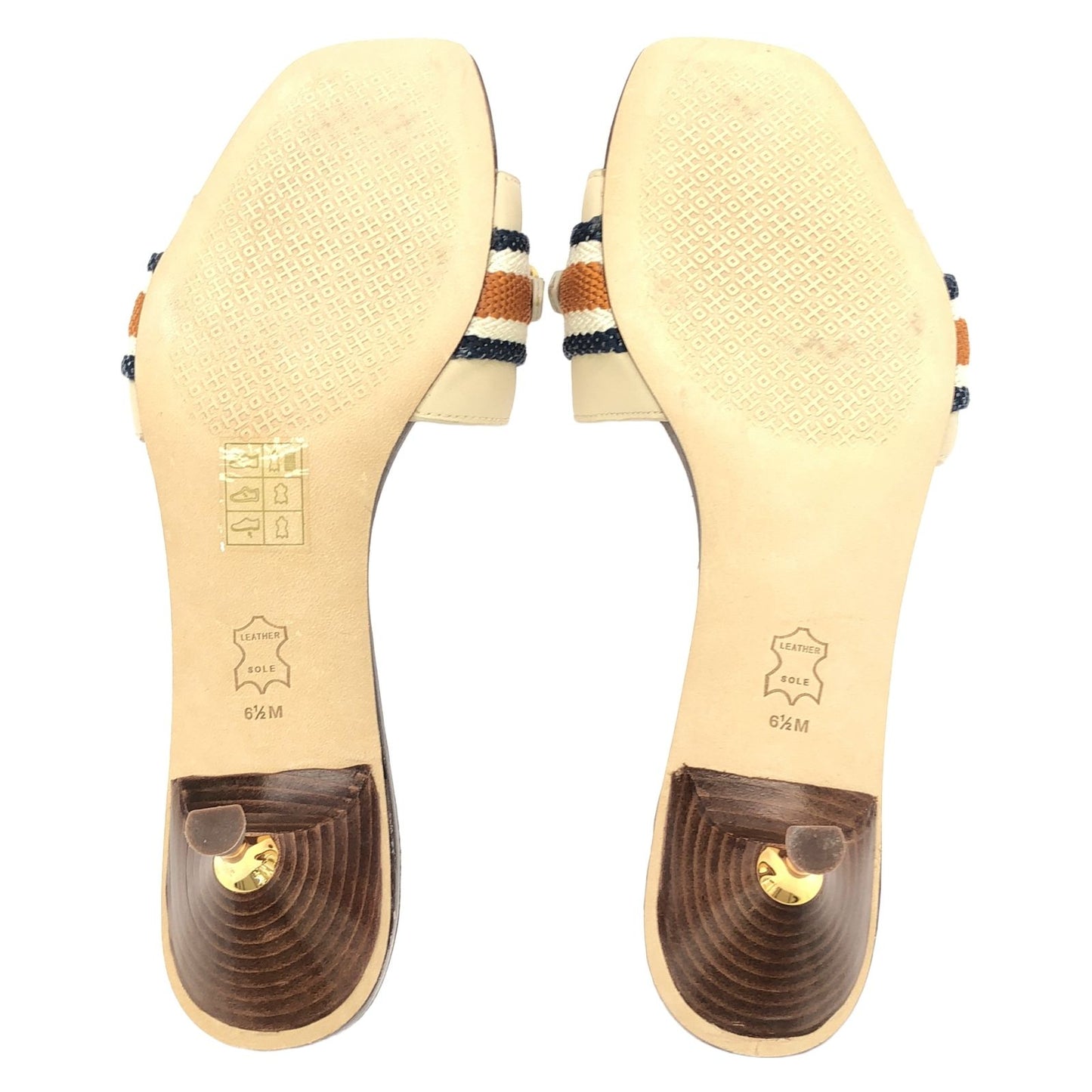 Tory Burch Beige Leather Mules - Elegant & Timeless Design