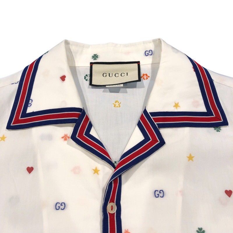 GUCCI Cotton Bowling Shirt - Iconic Pattern, Size 50