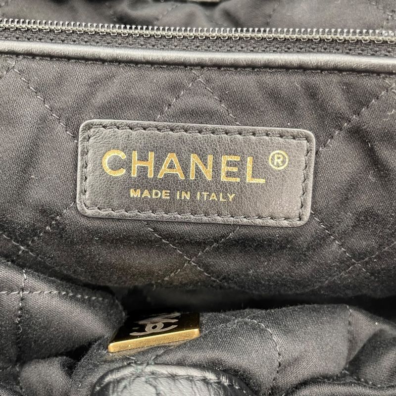 CHANEL 22 Large Backpack in Black Calfskin with Gold Hardware