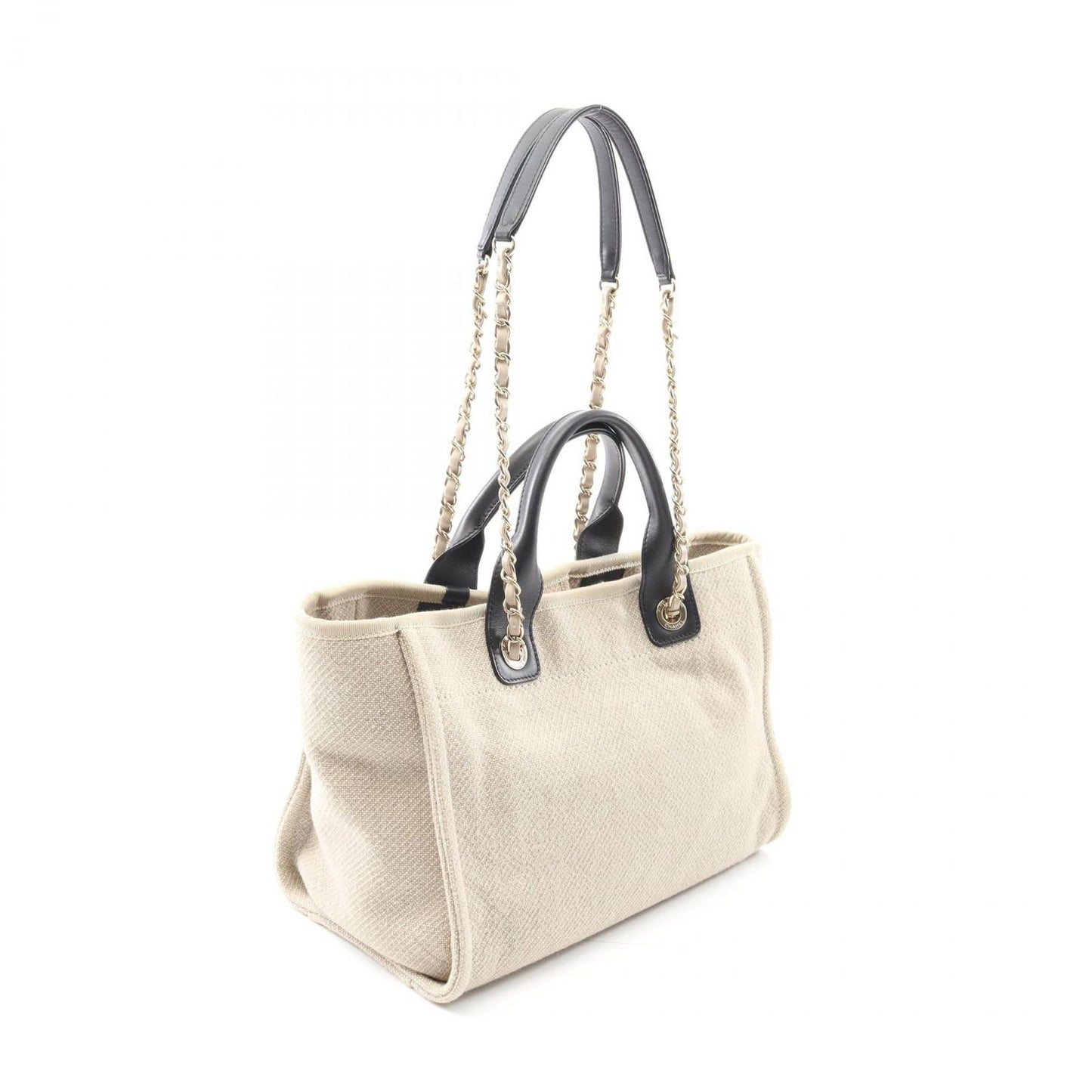 CHANEL Deauville Small Tote Bag AS3257 in Beige Canvas & Leather