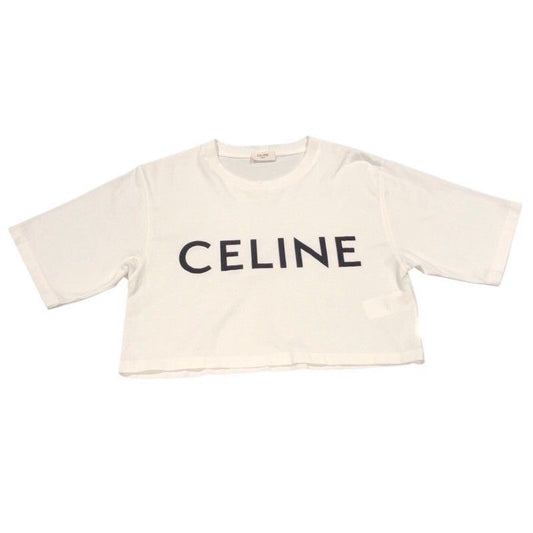 CELINE Logo Print Cropped T-Shirt - Exclusive Women's Cotton Tee
