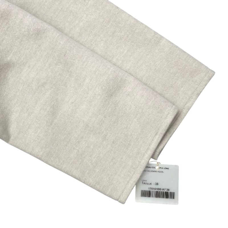 HERMES Ivory Cashmere Belted Wrap Long Coat - Size 38