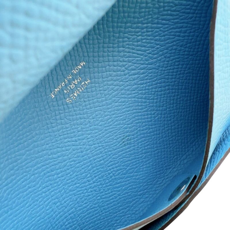 HERMES Calvi Duo Card Case in Celeste with Silver Hardware - 2023