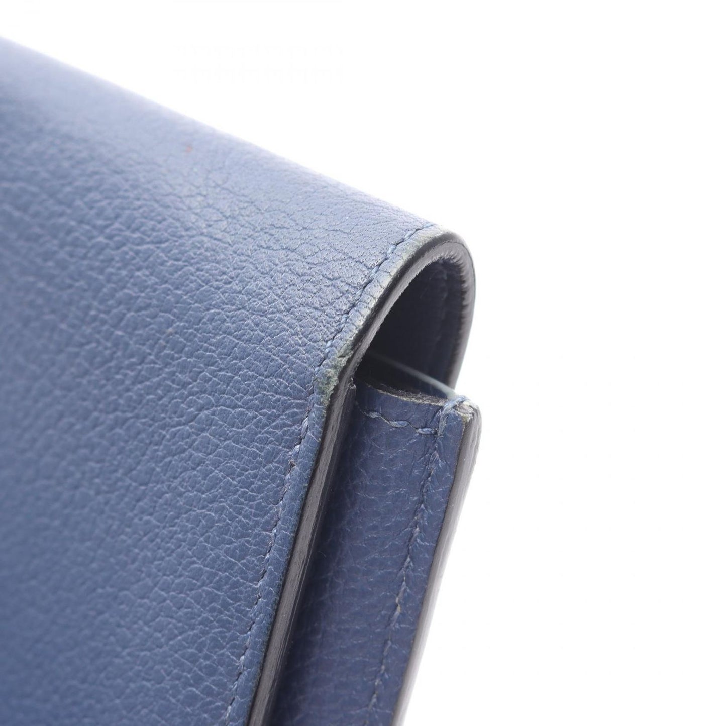 HERMES Passant Compact Wallet in Blue Evercalf Leather