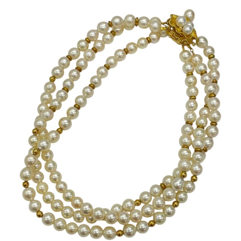 Exquisite K14 Gold Pearl Necklace with Diamond Accents