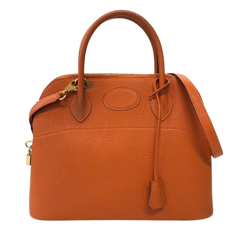 HERMES Bolide 31 Handbag in Orange with Gold Hardware