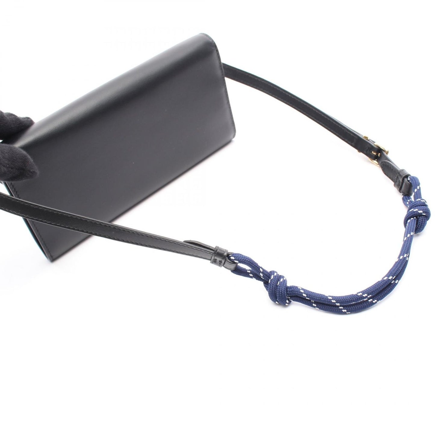 Miu Miu Soft Calf + Nastr Black Leather Shoulder Bag - New