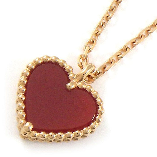 Van Cleef & Arpels Sweet Heart Necklace in K18 Pink Gold & Carnelian