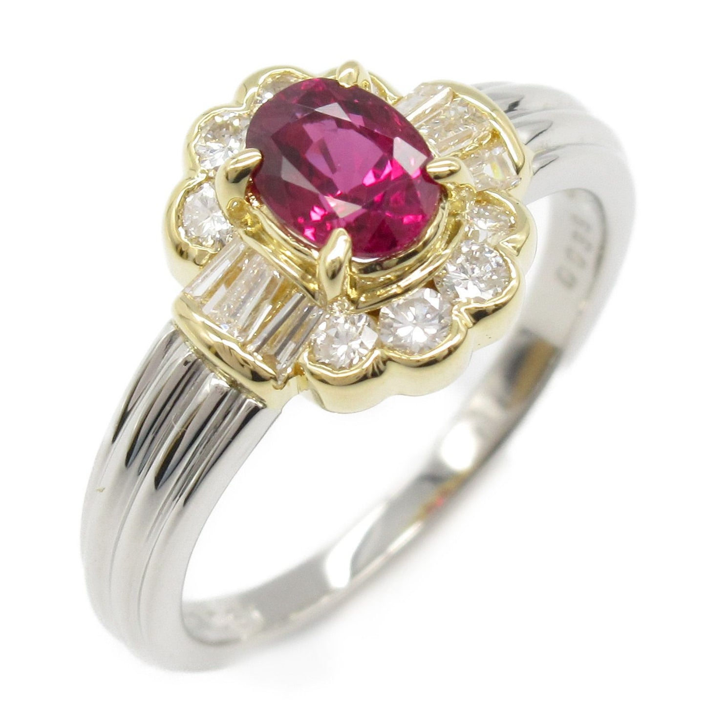 Exquisite Ruby and Diamond Ring in Platinum and Yellow Gold