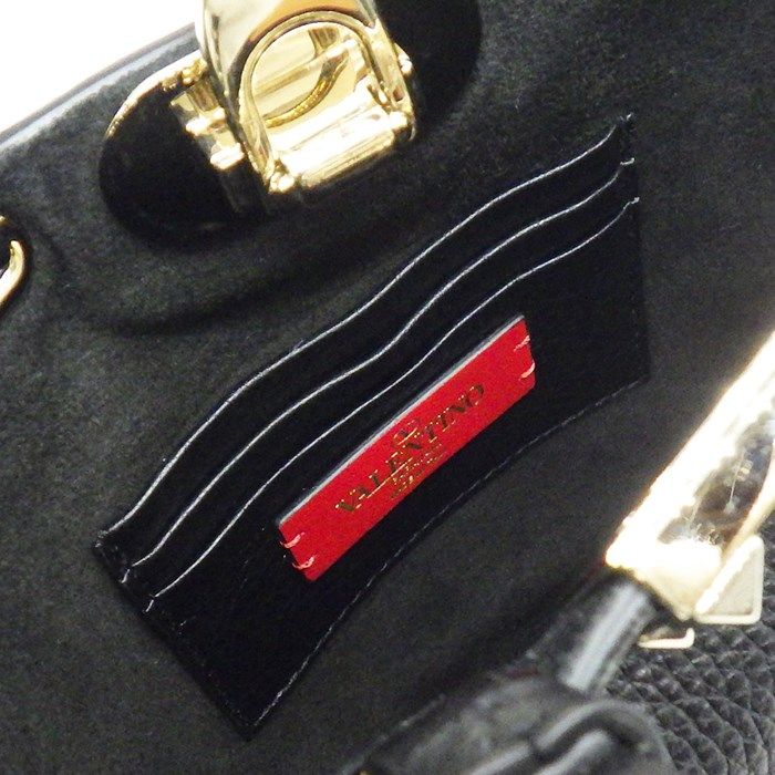 Valentino Rockstud Handbag in Black Grain Calfskin - Timeless Elegance