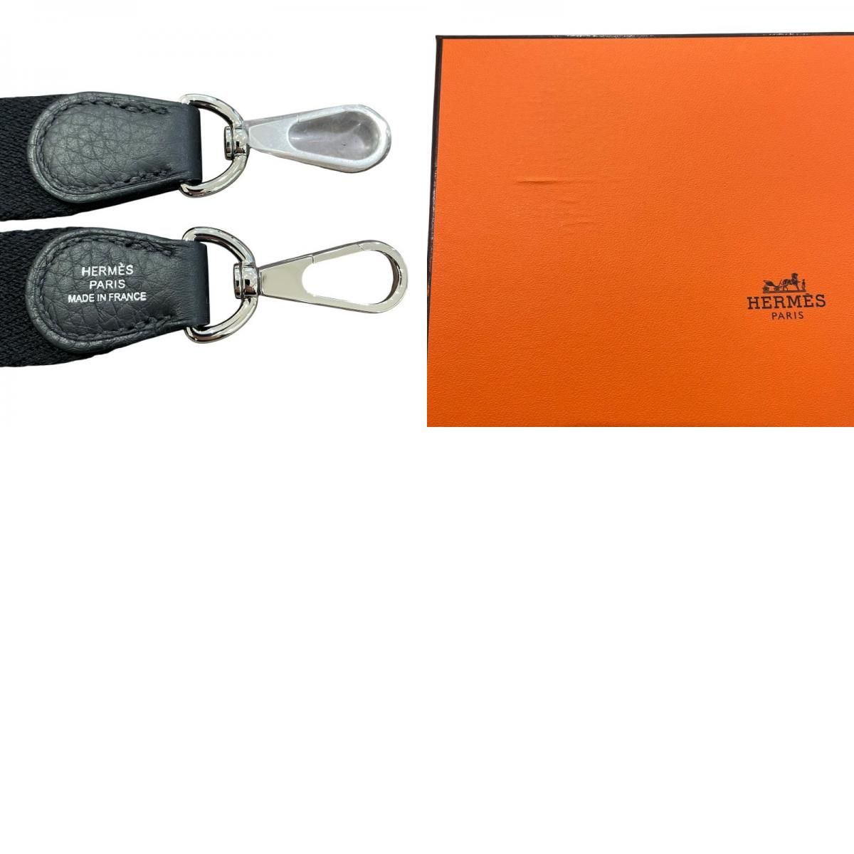 HERMES Evelyne TPM Black & Silver Togo Leather Shoulder Bag