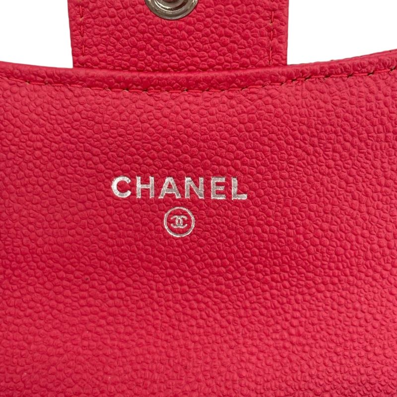 CHANEL Classic Flap Card Case in Red Caviar Leather - AP0214