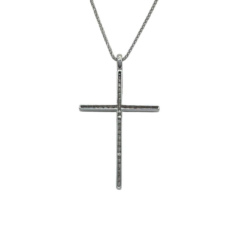 Damiani Mystery Cross Diamond Necklace in 18K White Gold