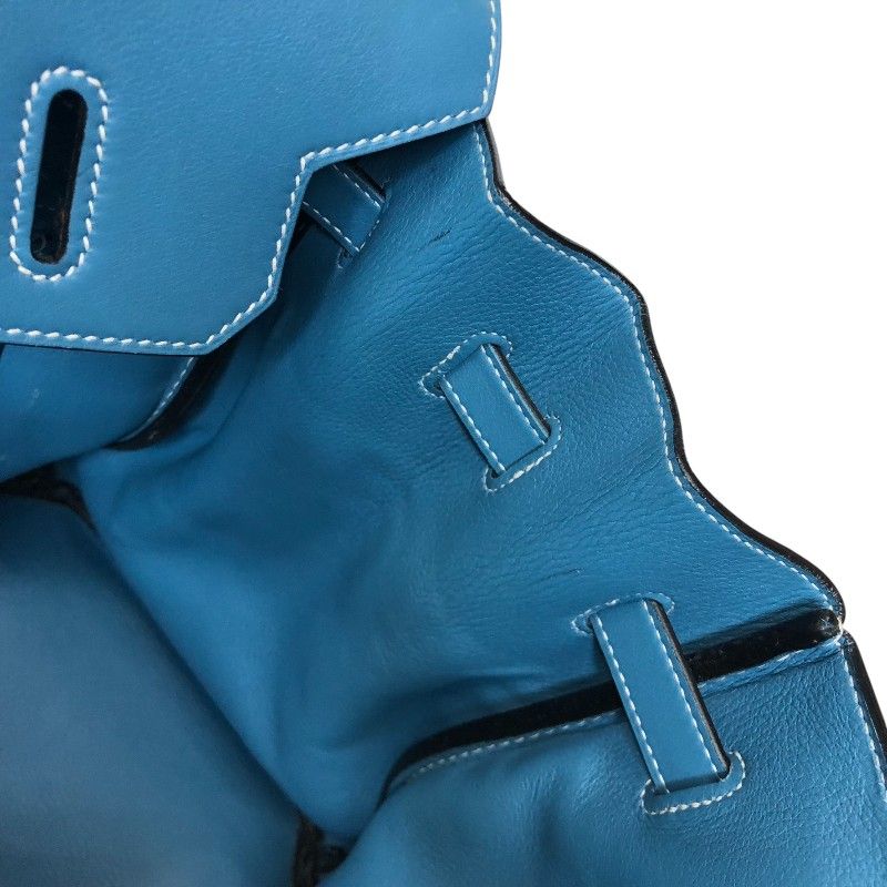 HERMES Birkin 35 Blue Jean Swift Leather Handbag with Silver Hardware