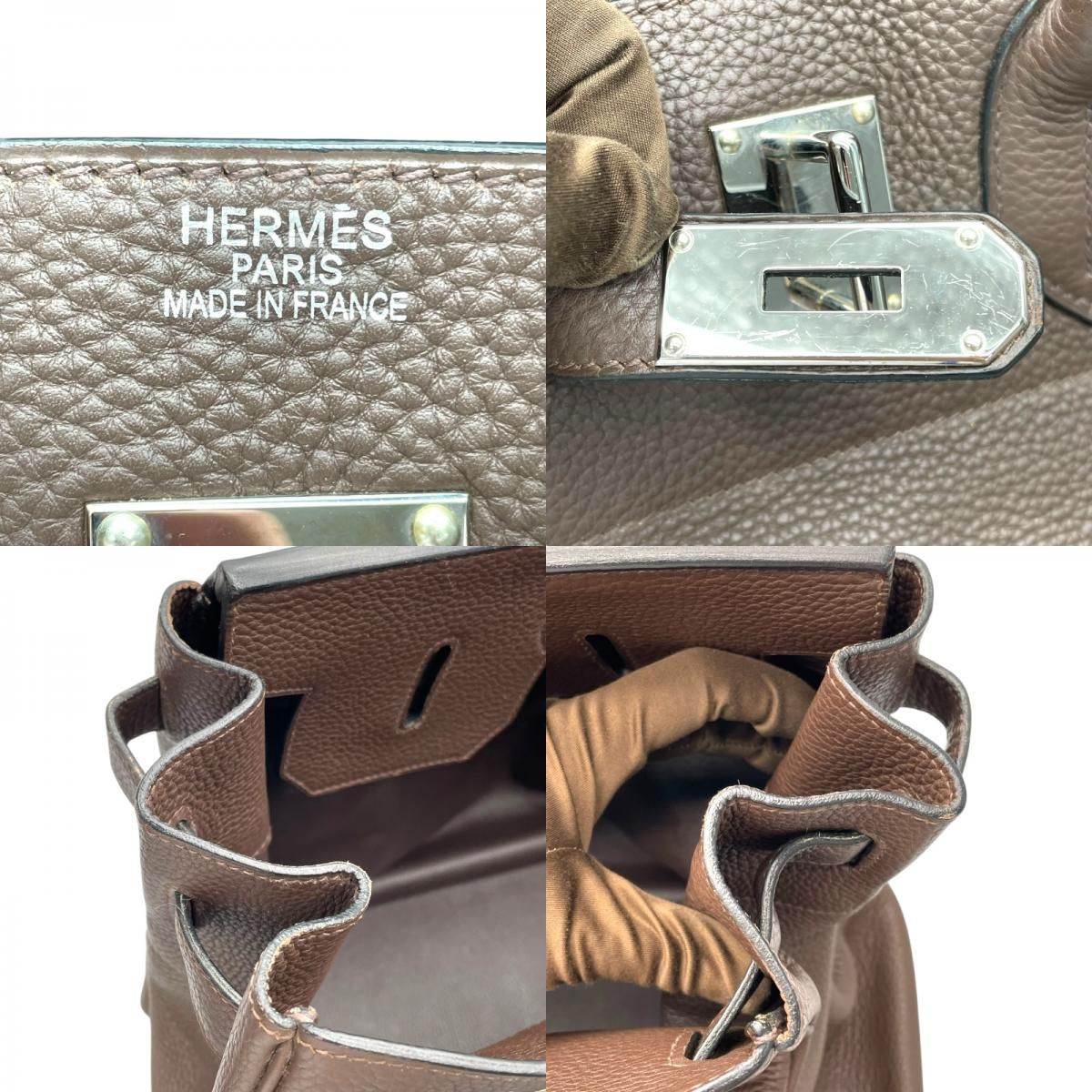 HERMES Ostra Crois 40 Handbag in Chocolate Togo Leather