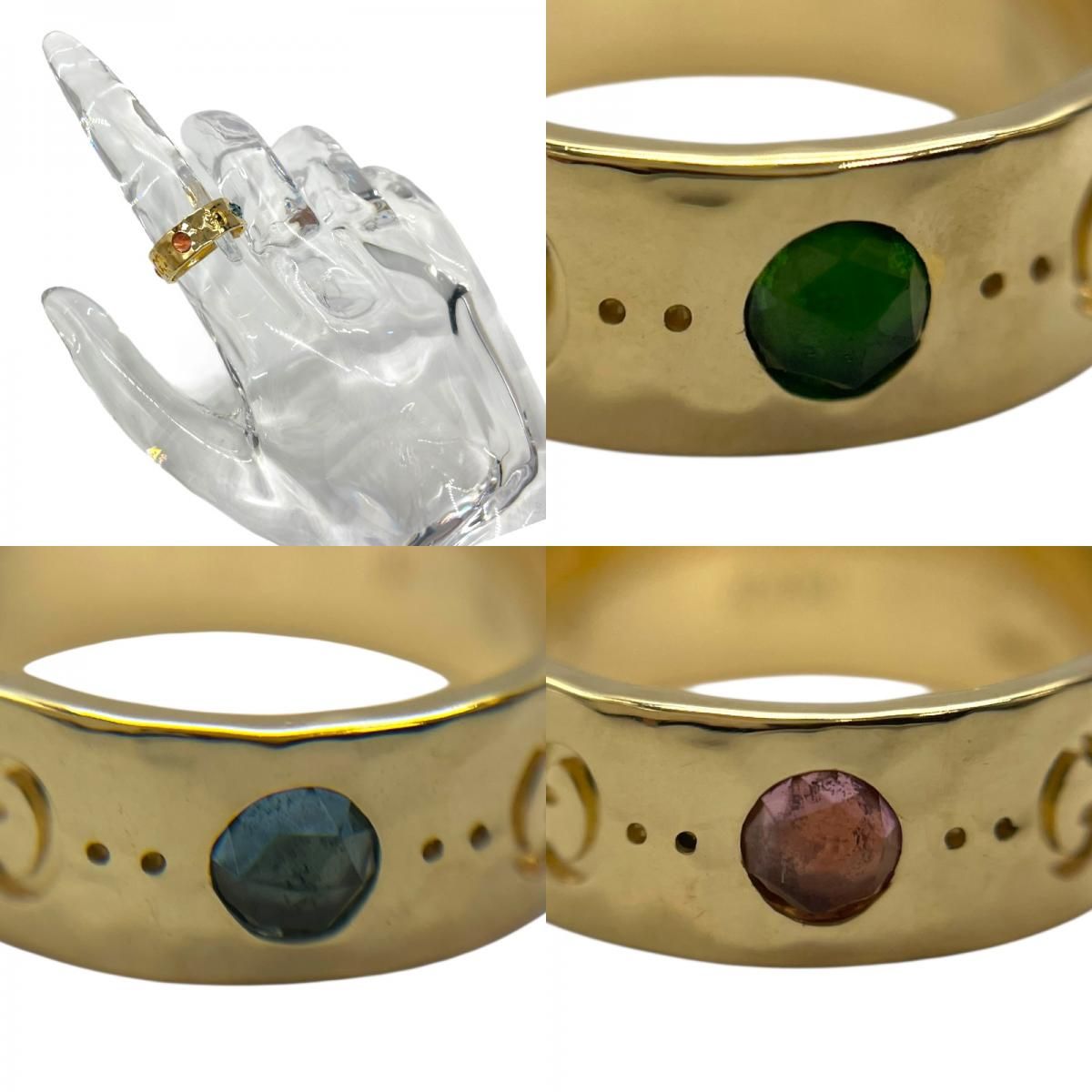 GUCCI Icon Ring with Multicolored Stones - Au750 Gold