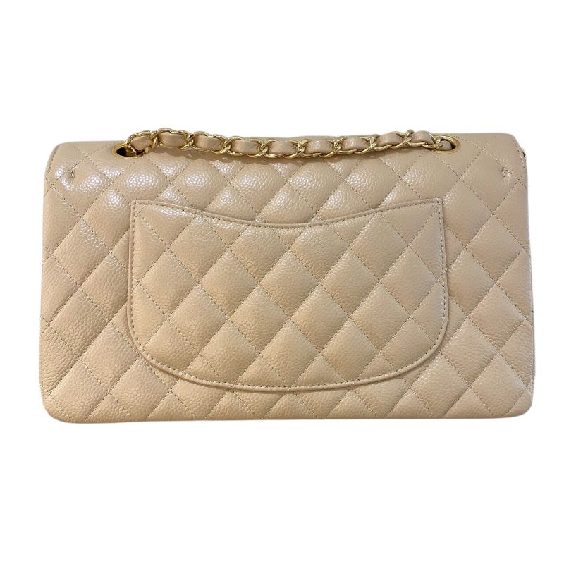 CHANEL Matelassé 25 Beige Caviar Shoulder Bag with Gold Hardware