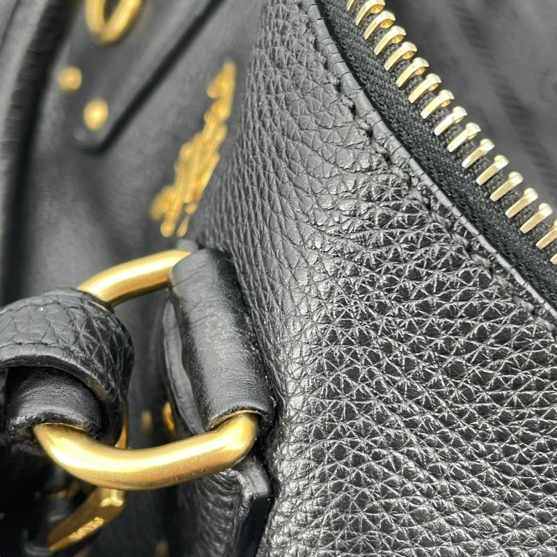 PRADA Logo 2-Way Tote in Black Leather - Timeless Elegance