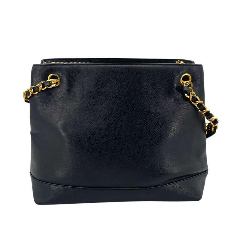 CHANEL Coco Mark Shoulder Bag in Black Caviar with Gold Hardware