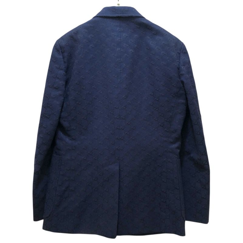 GUCCI GG Pattern Cotton Blend Formal Jacket - Navy - Size 44