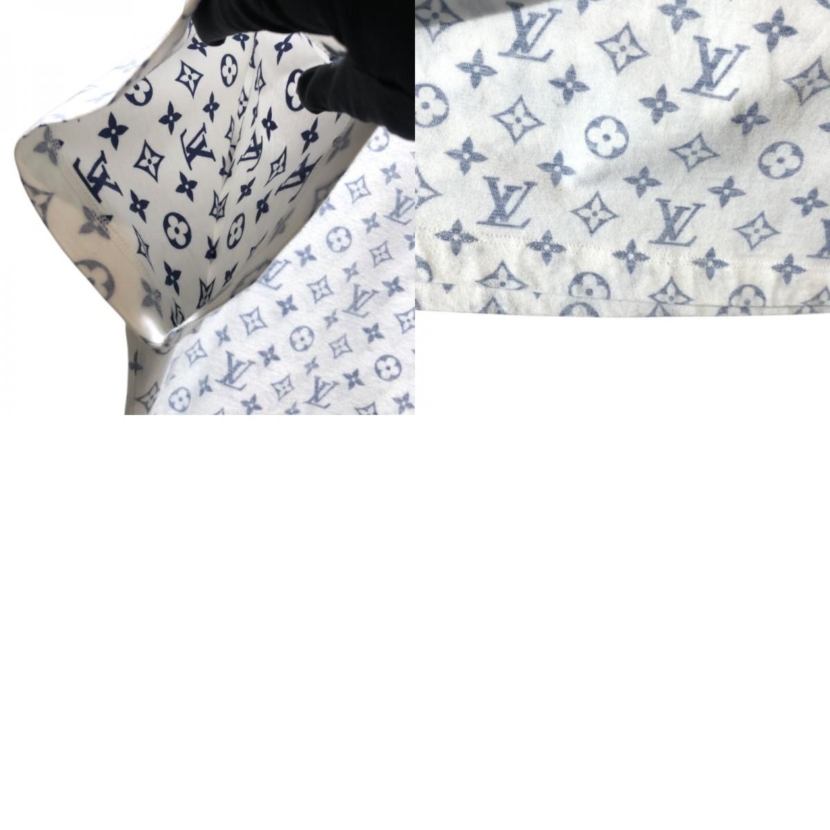 Louis Vuitton Monogram Print T-Shirt in White & Silver Hardware