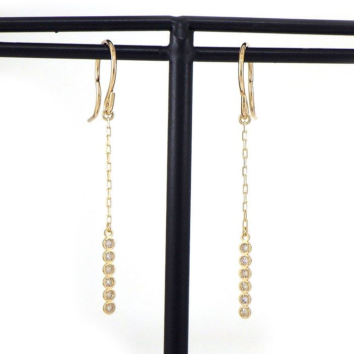 Elegant K10 Pink Gold Diamond Drop Earrings - 0.04ct