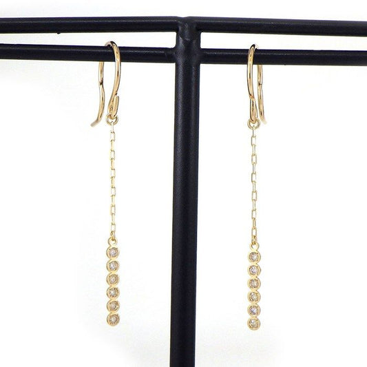 Elegant K10 Pink Gold Diamond Drop Earrings - 0.04ct