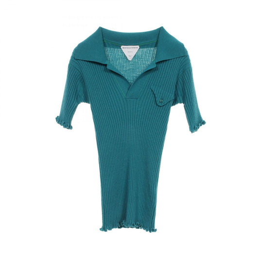 Bottega Veneta Rib Knit Polo Shirt in Green Wool - Size S
