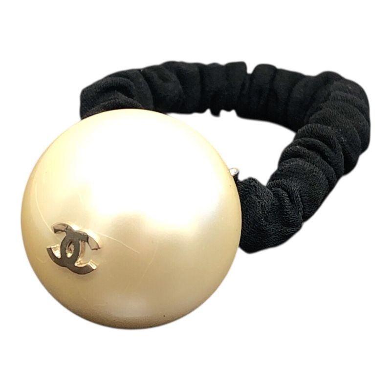 CHANEL Coco Mark Chouchou with Faux Pearls - Exquisite Hair Accessory