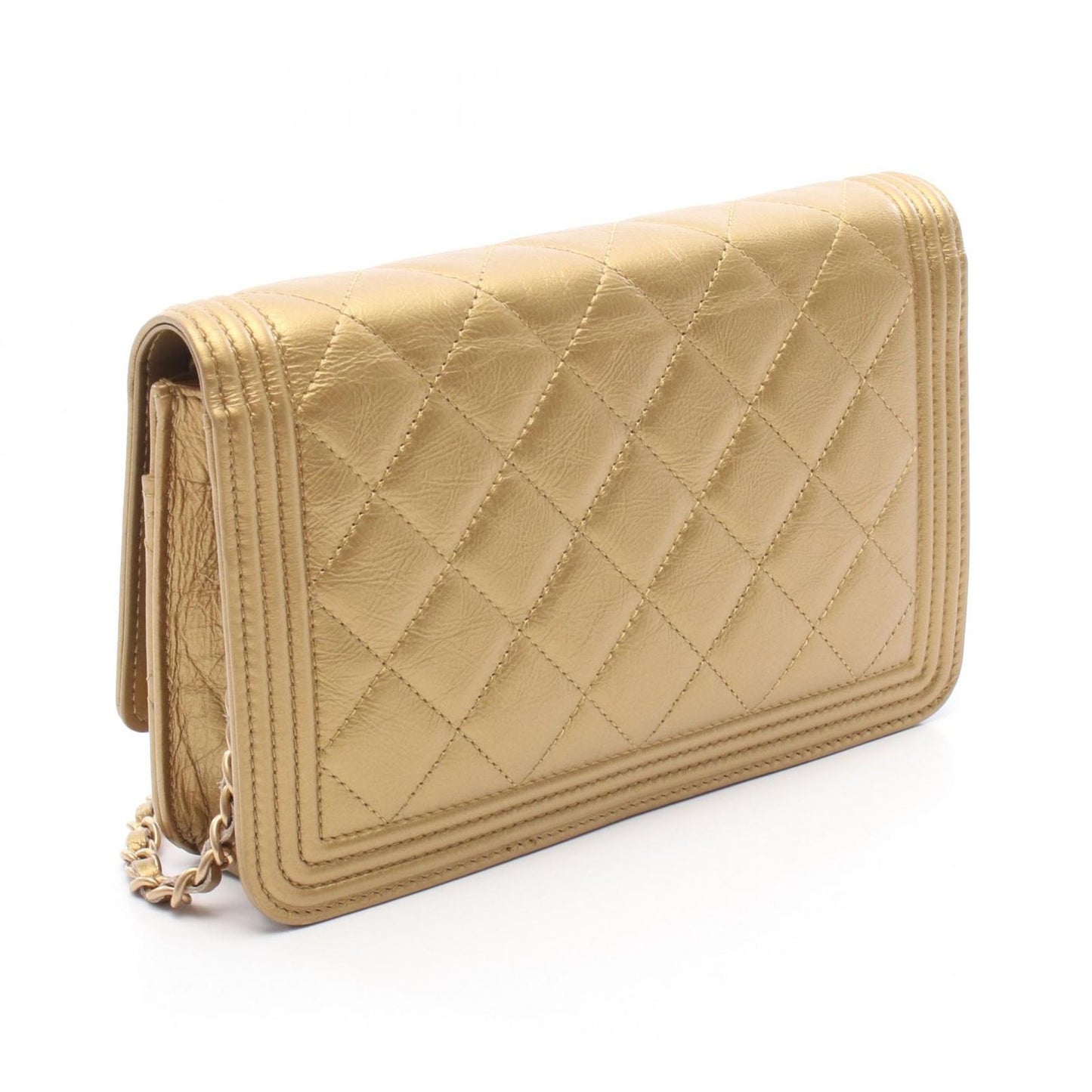 CHANEL Boy Chanel Gold Leather Shoulder Bag - Exquisite Craftsmanship