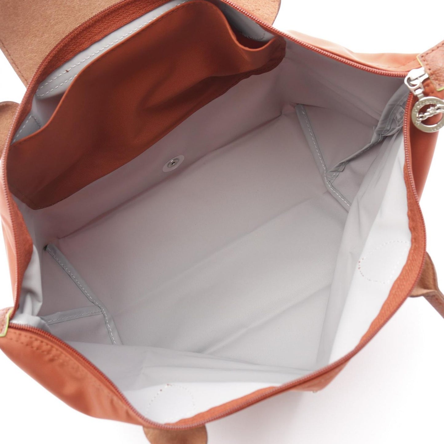 Longchamp Le Pliage Green M Tote Bag - Chestnut Leather & Nylon