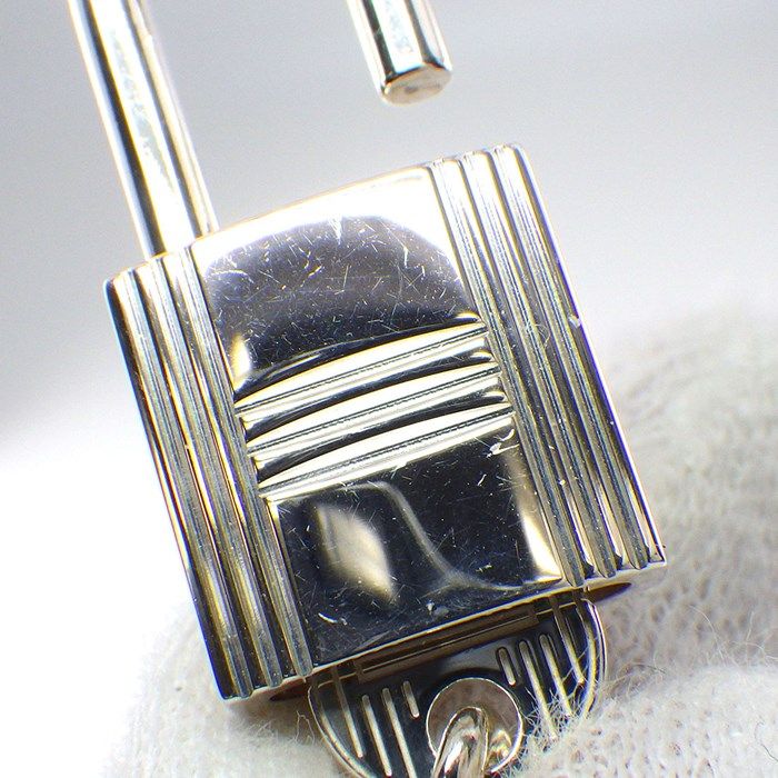 HERMES Alpha Kelly Padlock Key Chain Necklace in Silver 925