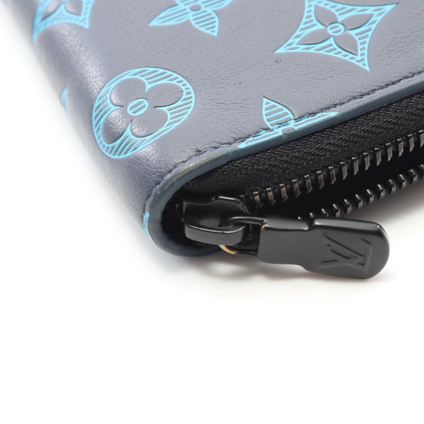 Louis Vuitton Monogram Shadow Zippy Wallet Vertical - Navy Leather