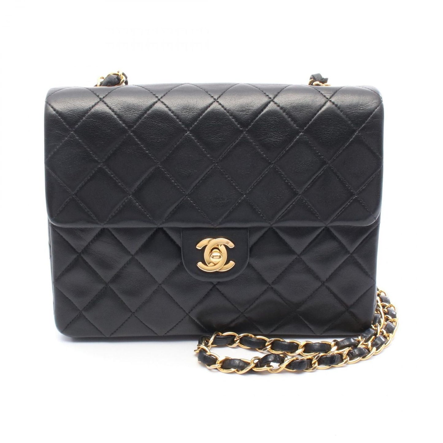 CHANEL Mini Matelassé 20 Shoulder Bag in Black Lambskin
