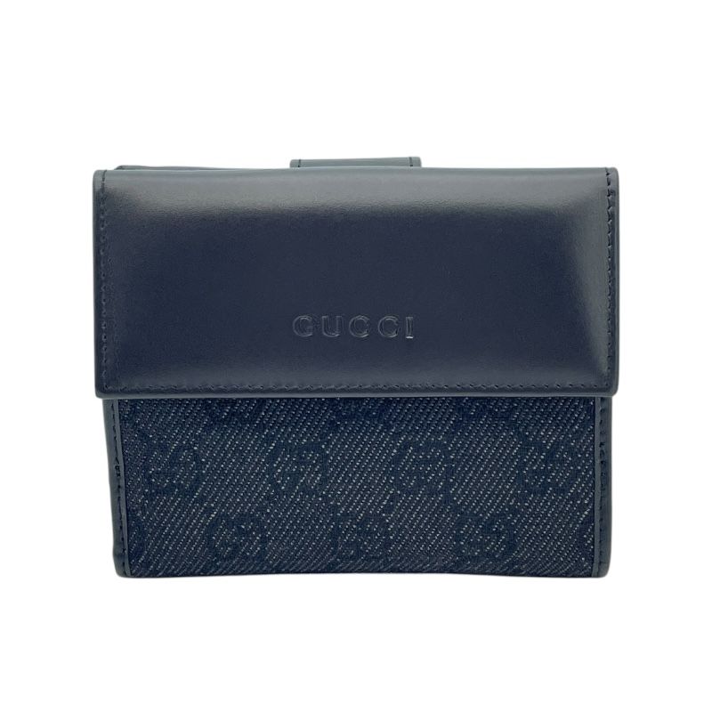 GUCCI Compact Wallet in GG Denim & Black Leather - Exquisite Craftsmanship