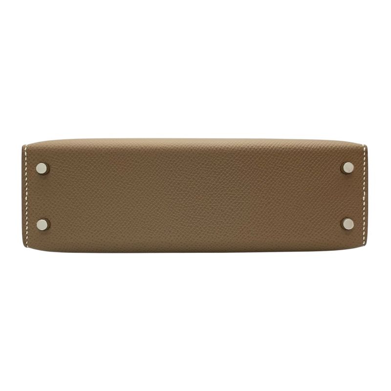 HERMES Mini Kelly 2 W Stamp (2024) Etoupe with Silver Hardware