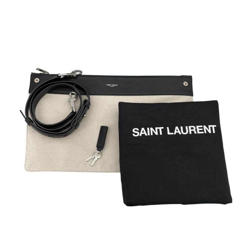 SAINT LAURENT Large Sac De Jour Tote in Natural/Black Canvas