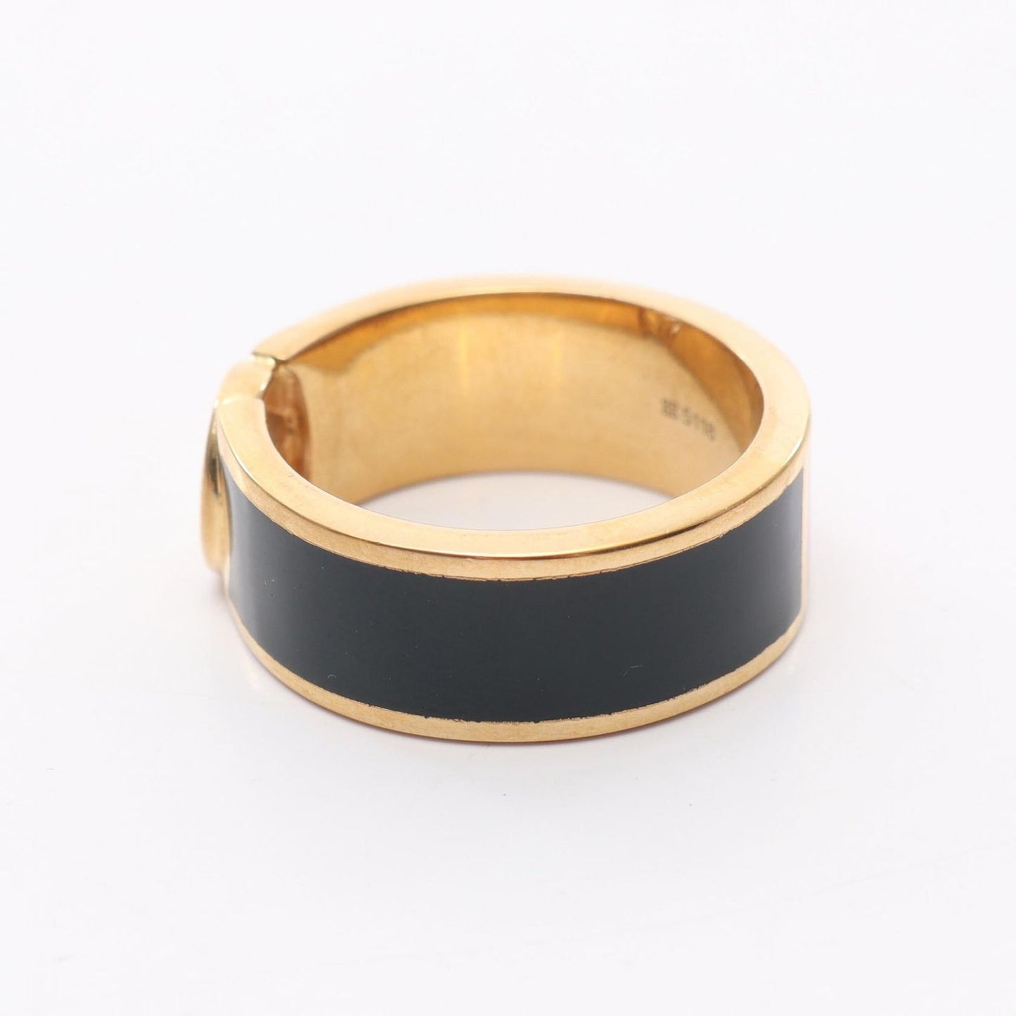 FENDI 'F is FENDI' Ring in Black/Pink Gold Plating - Size 16.5