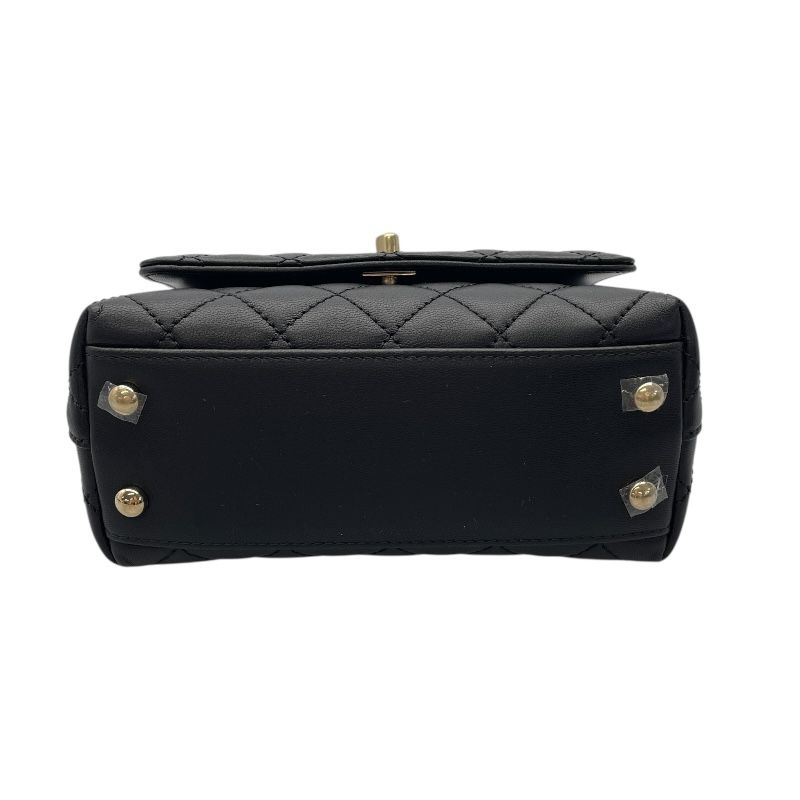 CHANEL Coco Handle XXS Black Lambskin Shoulder Bag with Gold Hardware