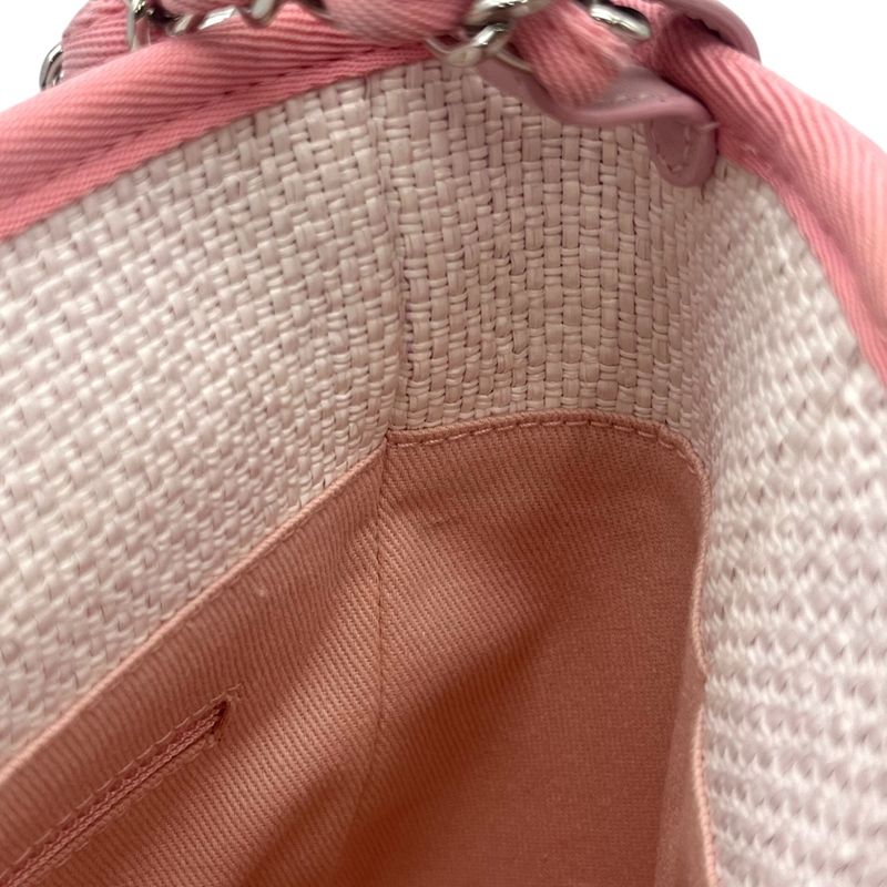 CHANEL Deauville Messenger Bag A93183 Pink & White with Silver Hardware