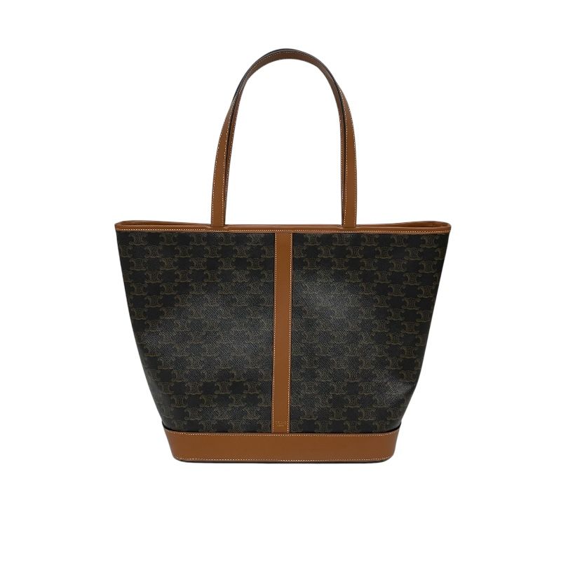 CELINE Medium Cabas 115072 Tan Triomphe Canvas Tote Bag