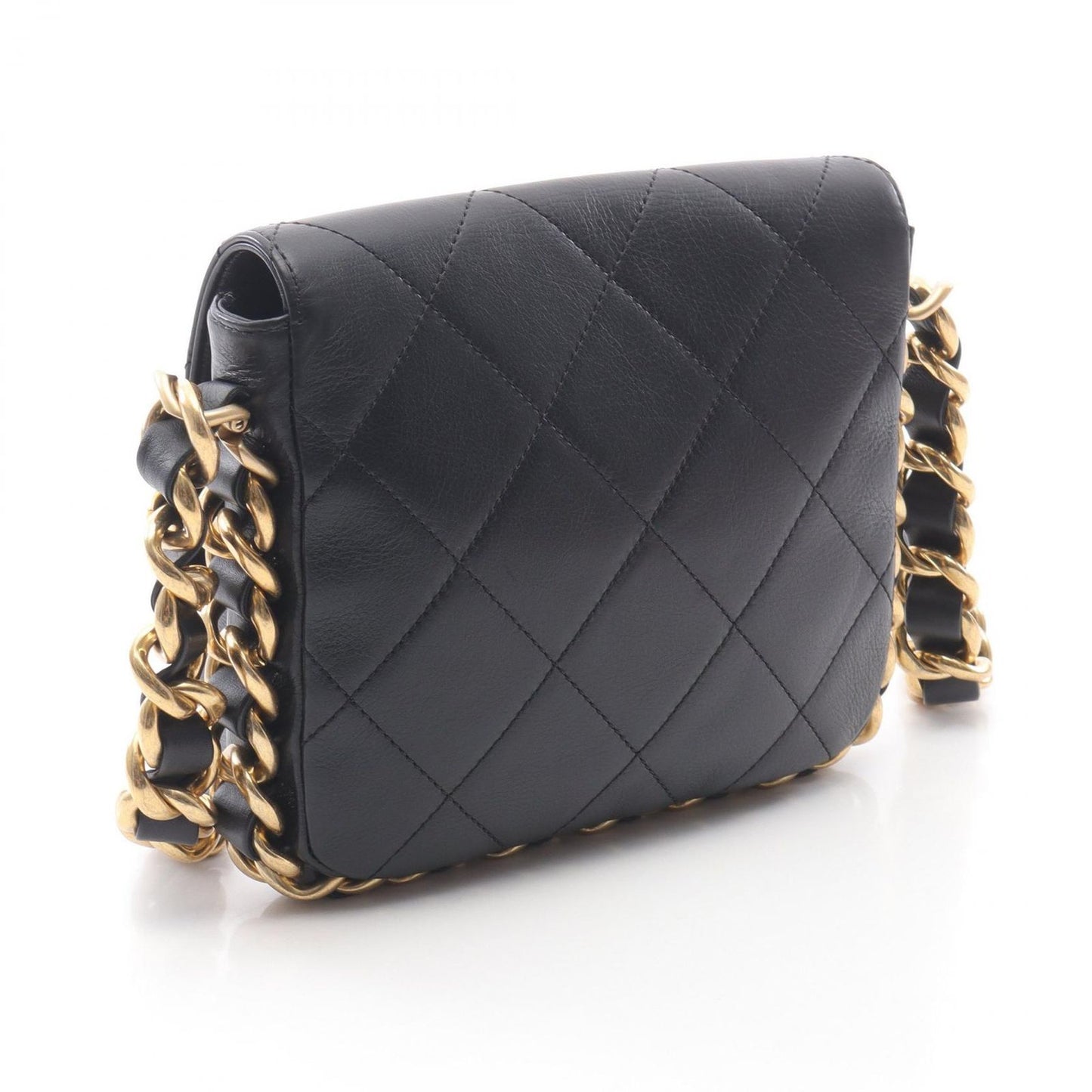 CHANEL Matelassé Small Flap Shoulder Bag in Black Lambskin