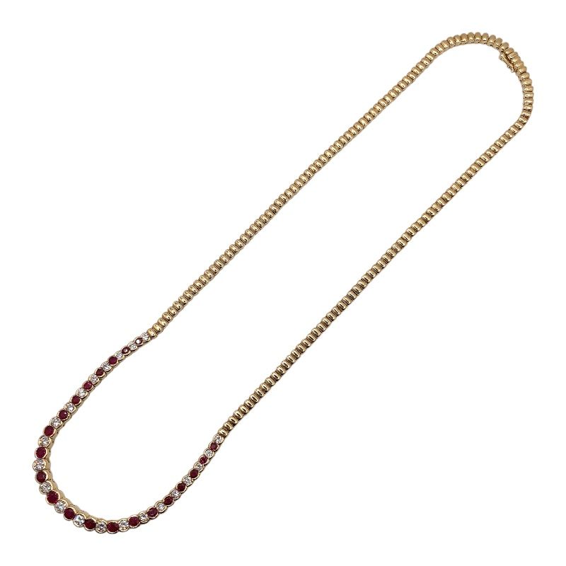 Exquisite K18 Yellow Gold Ruby Necklace - Timeless Elegance
