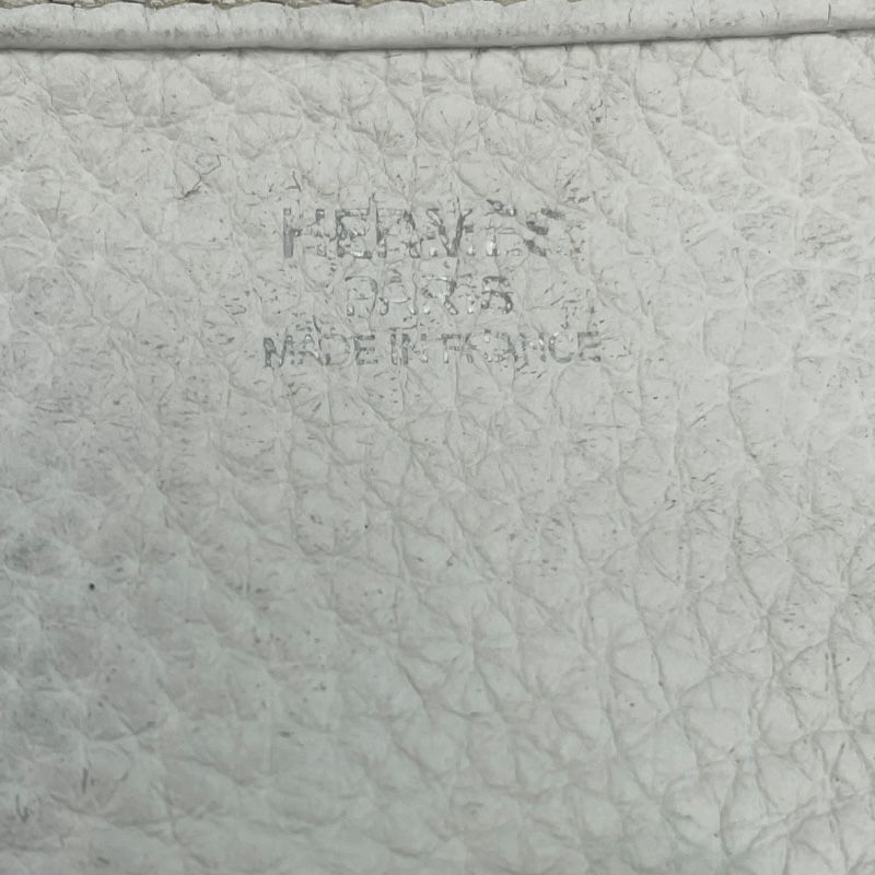 HERMES Evelyne II GM White Togo Leather Shoulder Bag with Silver Hardware