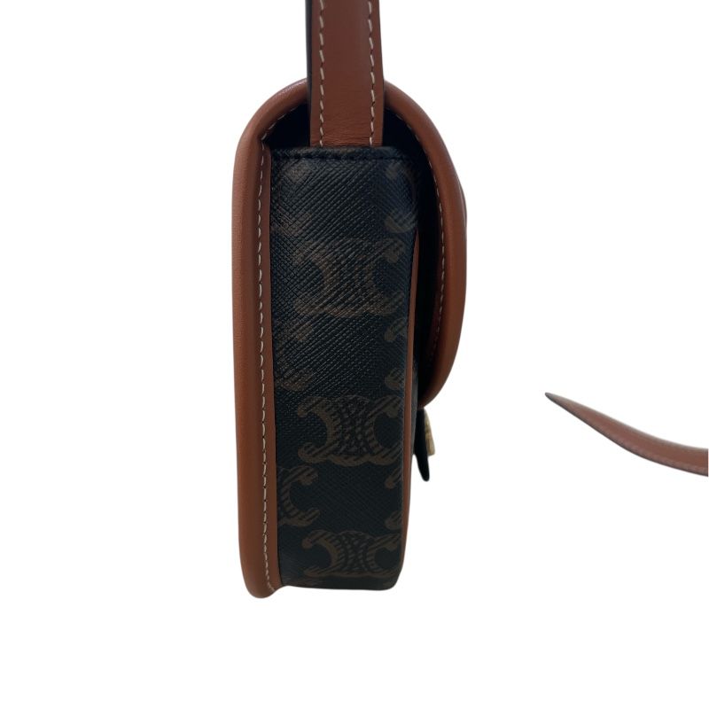 CELINE Mini Basse 196702 Triomphe Canvas Tan Shoulder Bag