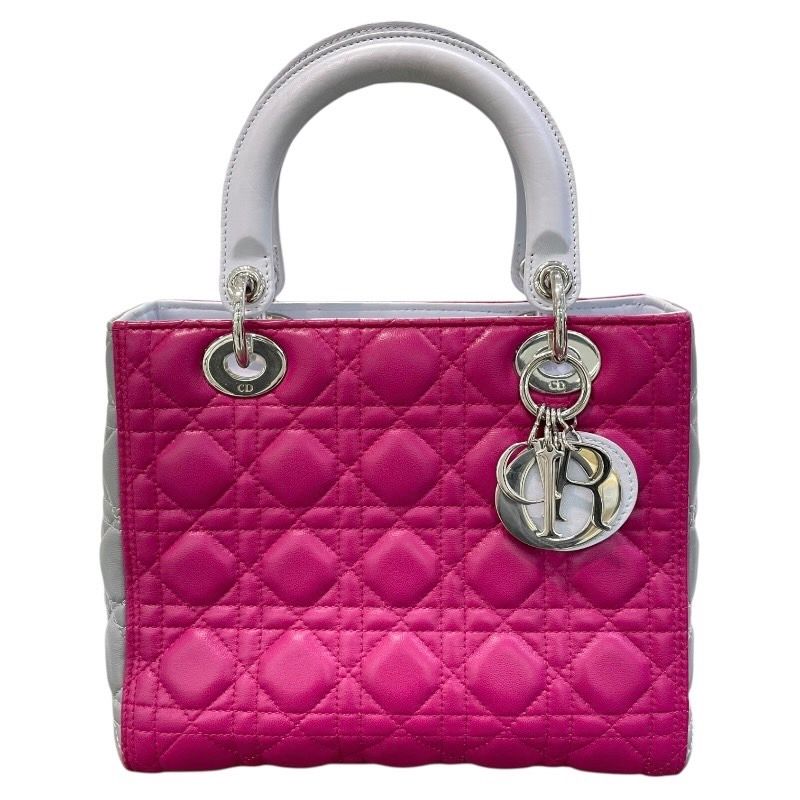 Christian Dior Lady Dior Medium Tricolor in Purple Grey - Exquisite Craftsmanship